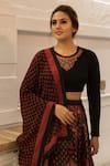 Buy_RI.Ritu Kumar_Black Poly Dupion Round Printed Lehenga Set _Online_at_Aza_Fashions
