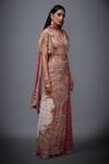 Buy_RI.Ritu Kumar_Pink Viscose Georgette V Neck Printed Lehenga Set _Online_at_Aza_Fashions