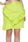 Buy_Three Piece Company_Green Cotton Ruffle Skirt_Online_at_Aza_Fashions