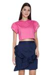 Buy_Three Piece Company_Blue Cotton Ruffle Skirt_Online_at_Aza_Fashions