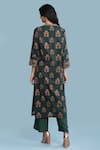 Shop_Aarke Ritu Kumar_Green Rayon Slub Printed Floral Notched Kurta Set _at_Aza_Fashions