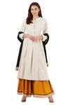 Buy_Ritu Kumar_Black Poly Georgette Mandarin Collar Plain Kurta Palazzo Set _Online_at_Aza_Fashions