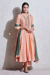 Buy_Ritu Kumar_Peach Cotton Band Collar Embroidered Anarkali Set _at_Aza_Fashions