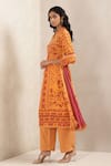 Buy_Ritu Kumar_Orange Sushi Voile Printed Geometric Mandarin Collar Floral Kurta Set _Online_at_Aza_Fashions