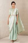 Buy_Ritu Kumar_Green Dupatta Stripe, Kurta Embroidered With_at_Aza_Fashions