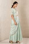 Ritu Kumar_Green Dupatta Stripe, Kurta Embroidered With_Online_at_Aza_Fashions