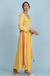 Aarke Ritu Kumar_Yellow Rayon Slub Embroidered Floral Scoop Neck Anarkali Set _Online_at_Aza_Fashions