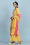 Buy_Aarke Ritu Kumar_Yellow Rayon Slub Embroidered Floral Scoop Neck Anarkali Set _Online_at_Aza_Fashions