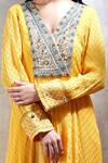 Ritu Kumar_Yellow Viscose V Neck Jacquard Anarkali Set _at_Aza_Fashions