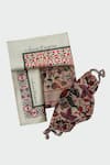 Buy_Rabani & Rakha_Peach Floral Face Mask And Pocket Square Gift Box _at_Aza_Fashions