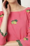 Buy_Musal_Pink Cotton Linen Embroidery Fruit Motifs Boat Candy Dress _Online_at_Aza_Fashions