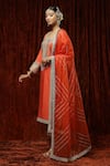 Buy_Shikhar Sharma_Orange Silk Chanderi Embroidered Pearl Round Kurta Pant Set _Online_at_Aza_Fashions