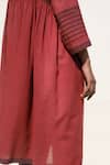Buy_Urvashi Kaur_Red Handspun Organic Cotton Misty Stripe Pattern Dress_Online_at_Aza_Fashions
