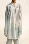 Buy_Urvashi Kaur_Off White Handspun Cotton Ava Stripe Pattern Shirt_Online_at_Aza_Fashions