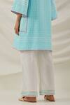Buy The Indian Cause Blue Cotton Piping, Embroidery Round Neck Chikankari Kurta With Contrast Palazzo Online at Aza Fashions Buy_The Indian Cause_Blue Cotton Piping, Embroidery Round Neck Chikankari Kurta With Contrast Palazzo_Online_at_Aza_Fashions