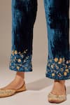 Buy_Anantaa by Roohi_Blue Velvet Embroidered Floral Placed Palazzo Pant _Online_at_Aza_Fashions