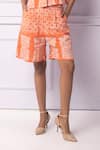 Buy_Ek Katha_Orange Cotton Linen Printed Batik Shorts _Online_at_Aza_Fashions