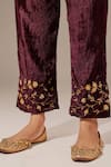 Buy_Anantaa by Roohi_Wine Velvet Embroidered Floral Palazzo Pant _Online_at_Aza_Fashions