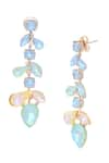 Buy_Ishhaara_Blue Crystal Leaf Pattern Earrings _Online_at_Aza_Fashions