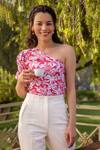 Buy B'Infinite Red Rayon Print Floral One Shoulder Top And Trouser Set Online at Aza Fashions Buy_B'Infinite_Red Rayon Print Floral One Shoulder Top And Trouser Set_Online_at_Aza_Fashions