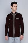 Lacquer Embassy_Maroon 100% Premium Cotton Shirt  _Online_at_Aza_Fashions