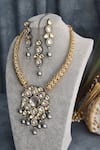 Buy_Swabhimann Jewellery_Gold Plated Kundan And Pearls Embellished Necklace Set_Online_at_Aza_Fashions