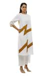 KHAT_White Poplin Cotton Square Neck Kurta Palazzo Set _Online_at_Aza_Fashions