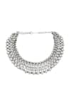 Ishhaara_Silver Plated Faux Diamonds Embellished Necklace Set _Online_at_Aza_Fashions