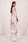 Buy_AK-OK_White Silk Print Ostrich Round Top And Trouser Set With Floral Kaftan  _Online_at_Aza_Fashions
