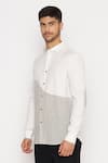 Buy_Lacquer Embassy_White Textured Cotton Billiter Shirt  _Online_at_Aza_Fashions