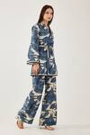 Buy_KoAi_Blue Heavy Cotton Silk Floral Flared Pant _Online_at_Aza_Fashions