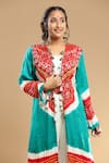 Buy_Etasha by Asha Jain_Red Gajji Silk Embellished Bandhani Jacket Front Open And Palazzo Set _Online_at_Aza_Fashions