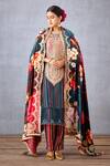 Torani_Blue Velvet And Crepe Print & Shabnami Madina Doshala  _Online_at_Aza_Fashions