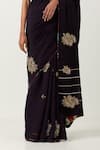 Buy_Label Earthen_Blue Chiniya Silk Embroidered Syahi Zardozi Anar Saree With Blouse _Online_at_Aza_Fashions