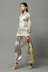 Shop_AK-OK_Multi Color Satin Printed Abstract Pattern Shirt And Joggers Co-ord Set  _Online_at_Aza_Fashions