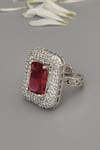 Buy_SWABHIMANN_Red Ruby Embellished Ring _Online_at_Aza_Fashions