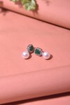 Buy_SWABHIMANN_Green Embellished Pearl Earrings_Online_at_Aza_Fashions