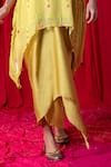 Buy_Enech_Yellow Shimmer Georgette Spaghetti Tunic And Draped Skirt Set  _Online_at_Aza_Fashions