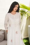 Buy_Tatwa_Ivory Handloom Cotton, Viscose, Silk Embroidery, Sequins Yoke Kurta And Pant Set _Online_at_Aza_Fashions