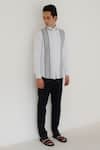 Buy_Lacquer Embassy_White Cotton Piping Striped Print Designer Shirt _Online_at_Aza_Fashions