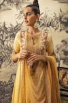Buy_Kalista_Yellow Crepe, Georgette Embroidery, Cut Work, Asmee Printed Straight Kurta Set _Online_at_Aza_Fashions