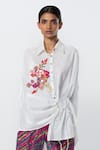 Buy_Saaksha & Kinni_White Cotton Hand Embroidery Thread Collared Neck Shirt _Online_at_Aza_Fashions