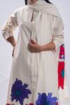 Buy_Taika By Poonam Bhagat_Ivory Chanderi Embroidered Floral Notched Patterned A-line Tunic Set _Online_at_Aza_Fashions