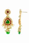 Shop_Ishhaara_Multi Color Stones, Beads, Zari Tear Drop Shaped Earrings _Online_at_Aza_Fashions