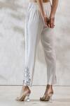 Buy_RANNA GILL_White Crepe Embroidery Floral Flower Vine Thread Work Pant _Online_at_Aza_Fashions