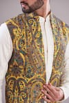 Buy_Kasbah_Yellow Georgette, Cotton Embroidery Kalamkari Long Open Shrug_Online_at_Aza_Fashions