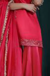 Buy_The Aarya_Red Silk Gota Patti, Embroidery Round Neck Placement Zari Kurta And Gharara Set _Online_at_Aza_Fashions