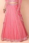 Priyanka Jain_Fuchsia Chanderi, Organza Sequins, Crystals Embellished Lehenga Set With Cape _Online_at_Aza_Fashions