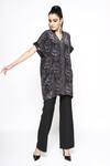 Buy_Anmol Kakad_Black Crepe Silk Strobe Damask Floral Pattern Shirt_Online_at_Aza_Fashions