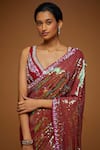 Buy_Neeta Lulla_Pink Georgette Feather, Stone And Sequin Leaf Anara Embroidered Saree With Blouse_Online_at_Aza_Fashions
